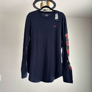 Hollister Dark Blue Long Sleeve with Floral Details